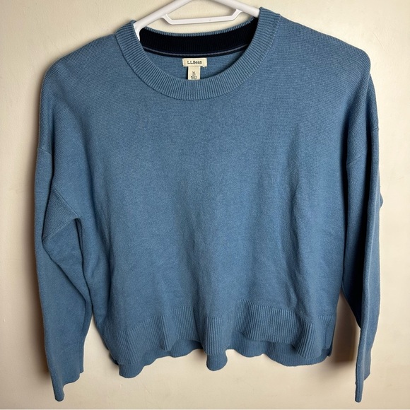 L. L. Bean Crewneck Sweater Women’s Size XLP Petite Jumper Cotton Cashmere Blue - Picture 9 of 9